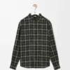Chemise en laine mélangée kaki/noir