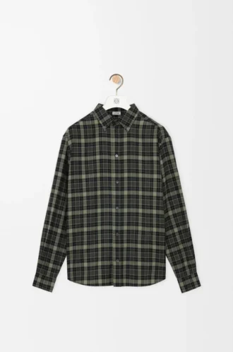 Chemise en laine mélangée kaki/noir Chemise en laine mélangée kaki/noir