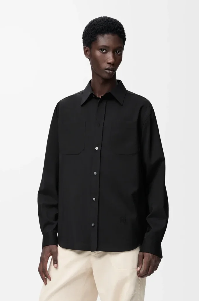 Chemise en laine Noir