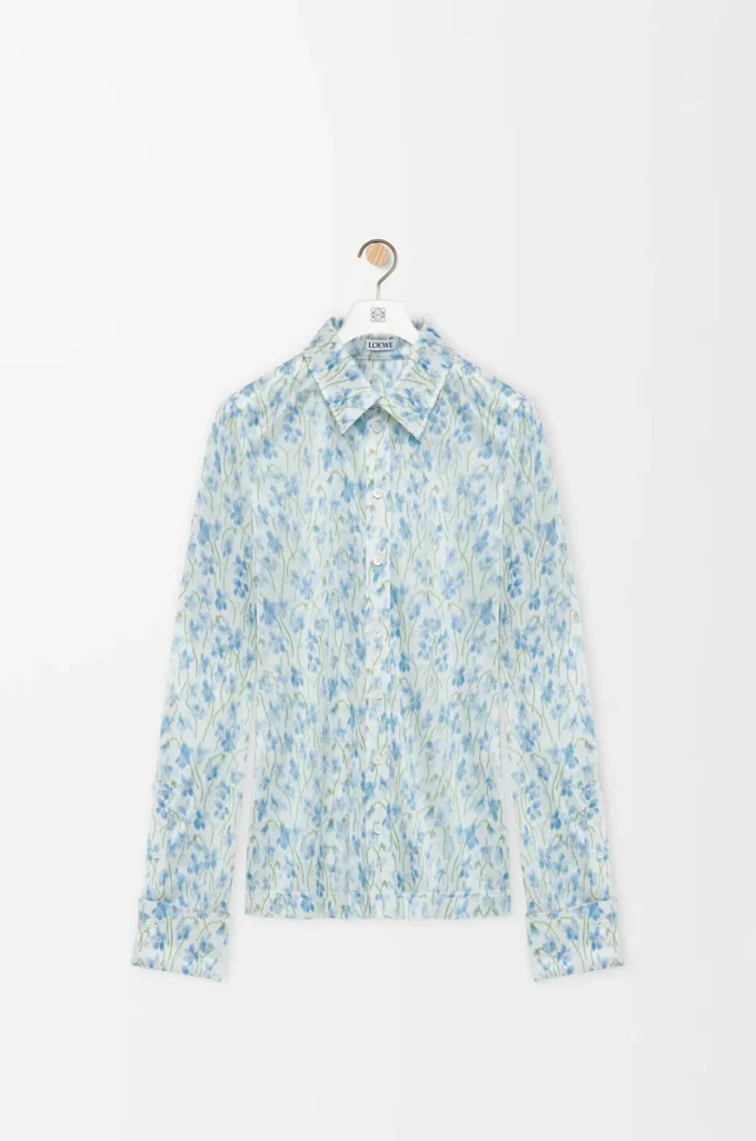 Chemise en viscose Blanc/Bleu