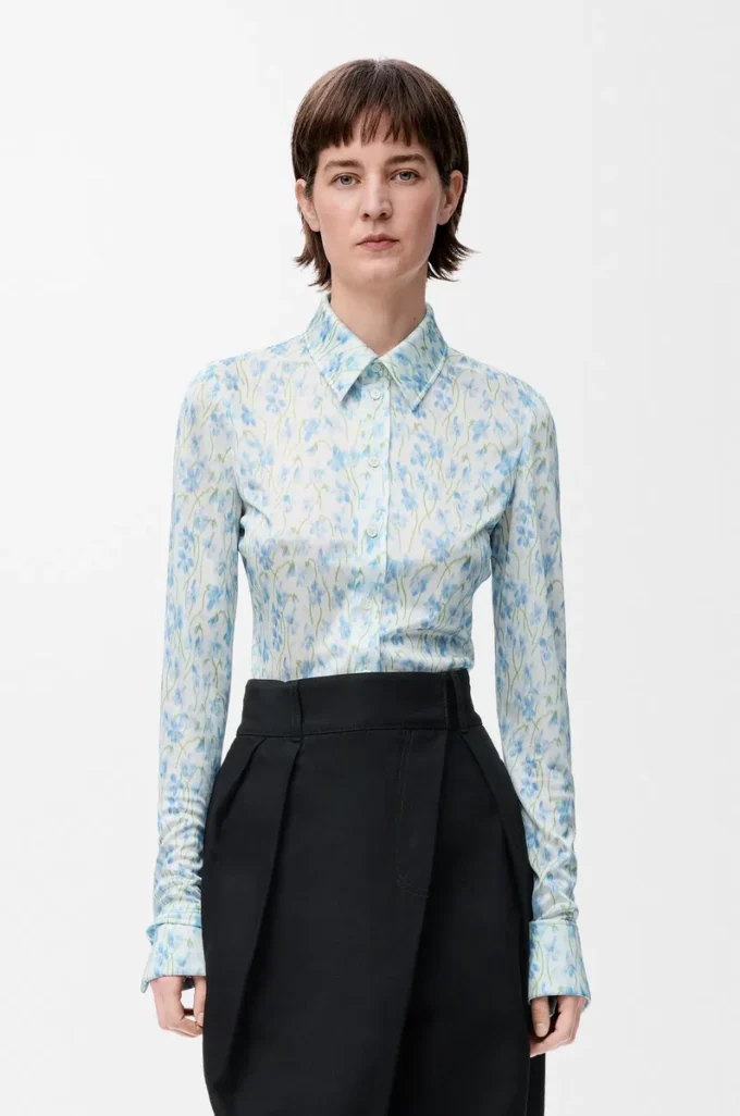Chemise en viscose Blanc/Bleu