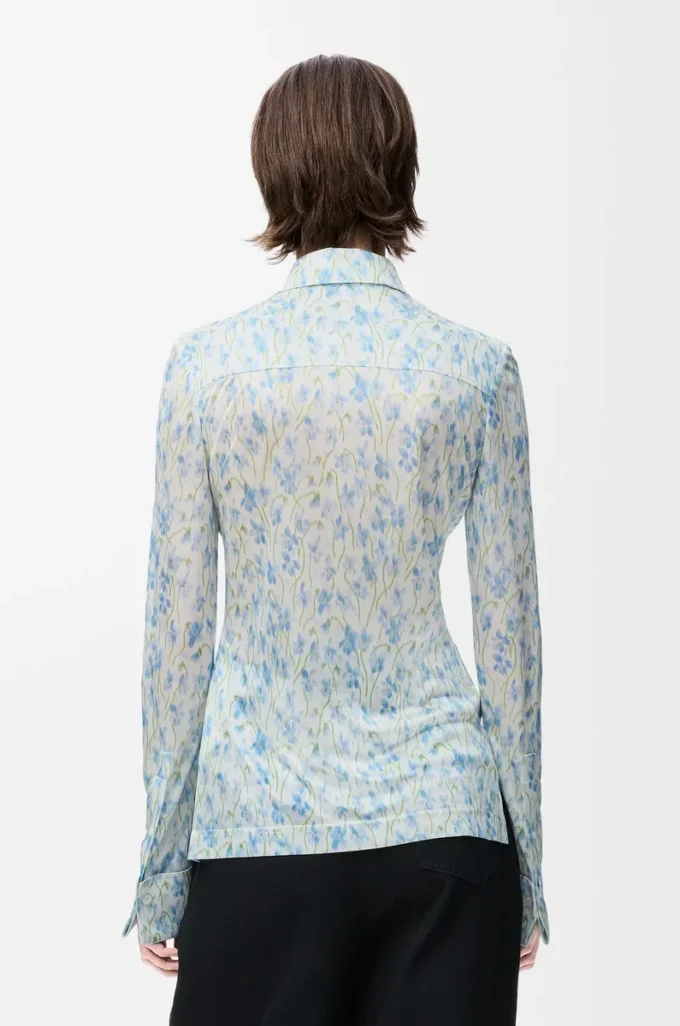 Chemise en viscose Blanc/Bleu