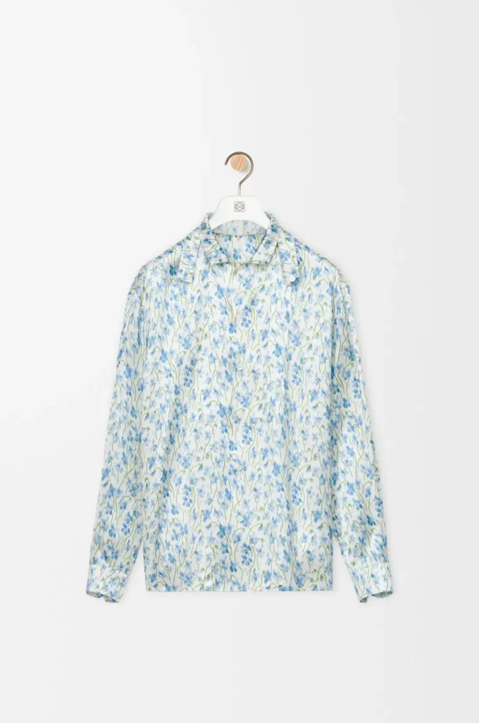 Chemise en viscose blanche/bleue
