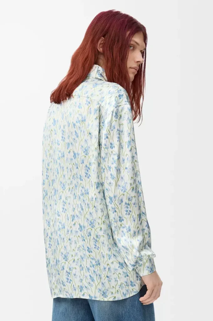 Chemise en viscose blanche/bleue