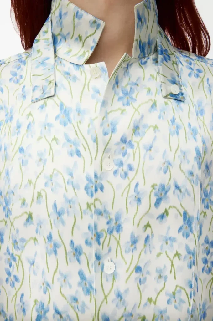 Chemise en viscose blanche/bleue
