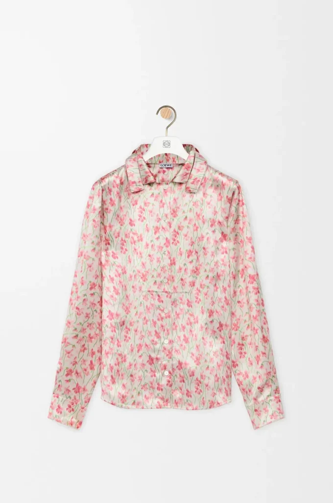 Chemise en viscose blanche/rose