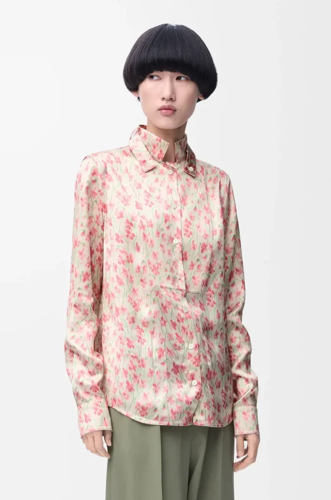 Chemise en viscose blanche/rose