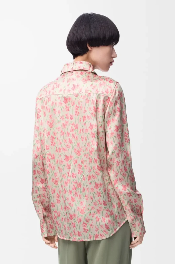 Chemise en viscose blanche/rose