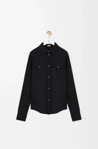Chemise en viscose mélangée noire