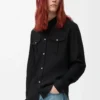 Chemise en viscose mélangée noire Chemise en viscose mélangée noire