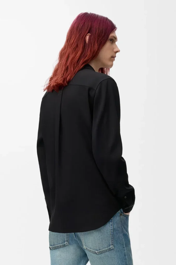 Chemise en viscose mélangée noire Chemise en viscose mélangée noire