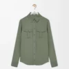 Chemise en viscose stretch vert kaki clair