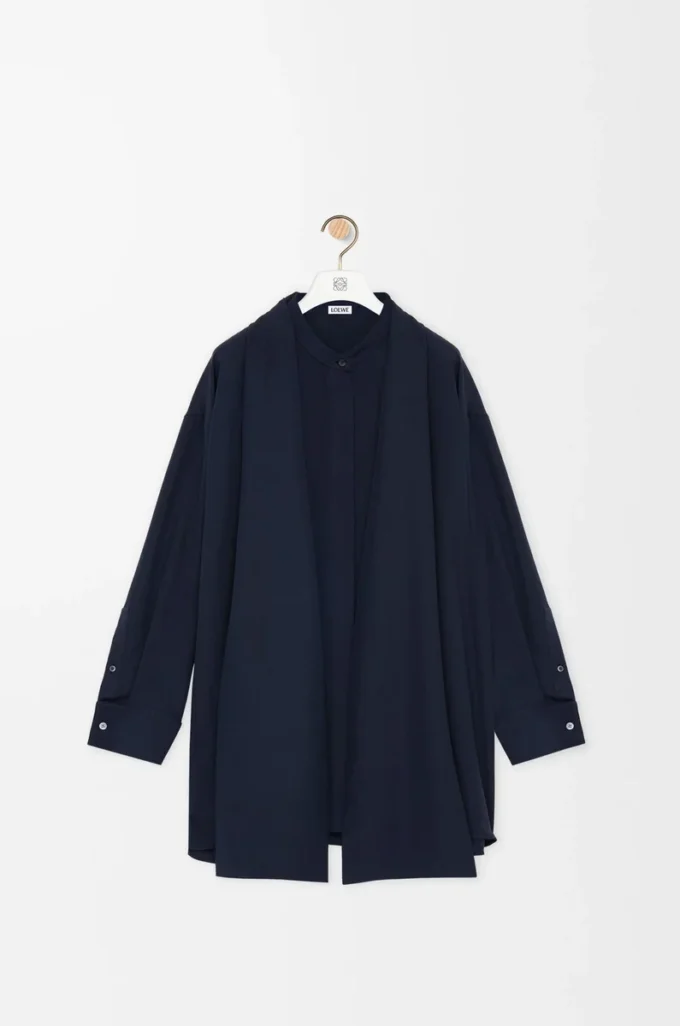 Chemise foulard en soie bleu marine