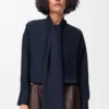 Chemise foulard en soie bleu marine
