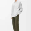 Chemise hybride en coton et laine Blanc/Beige