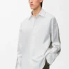 Chemise hybride en coton et laine Blanc/Beige