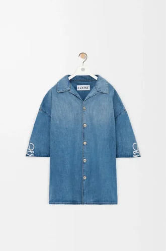 Chemise à manches courtes Anagram en denim Denim délavé