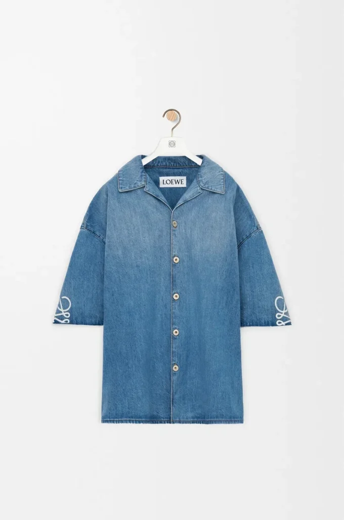 Chemise à manches courtes Anagram en denim Denim délavé