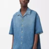 Chemise à manches courtes Anagram en denim Denim délavé
