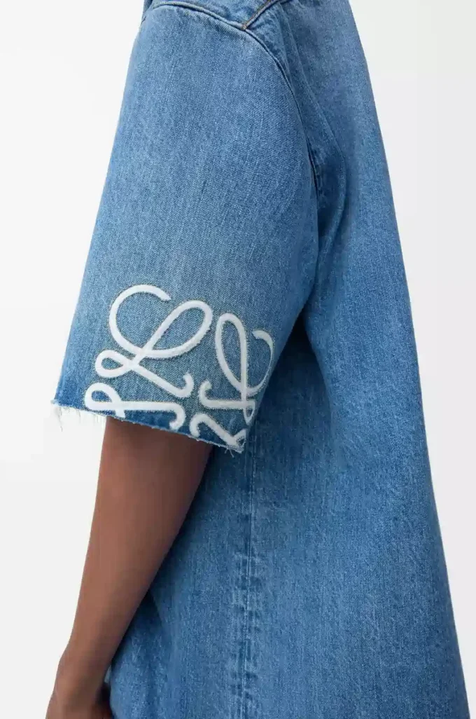 Chemise à manches courtes Anagram en denim Denim délavé