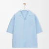 Chemise à manches courtes en coton bleu clair