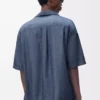 Chemise à manches courtes en coton bleu délavé