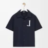Chemise à manches courtes en coton bleu marine foncé