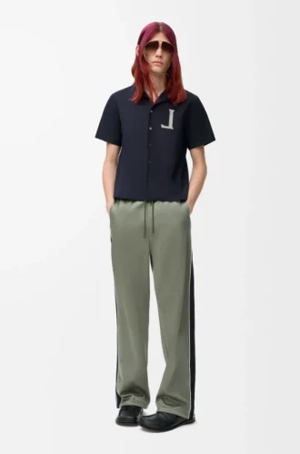 Chemise à manches courtes en coton bleu marine foncé