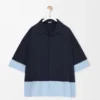 Chemise à manches courtes en coton bleu marine foncé/bleu clair Chemise à manches courtes en coton bleu marine foncé/bleu clair