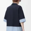 Chemise à manches courtes en coton bleu marine foncé/bleu clair Chemise à manches courtes en coton bleu marine foncé/bleu clair