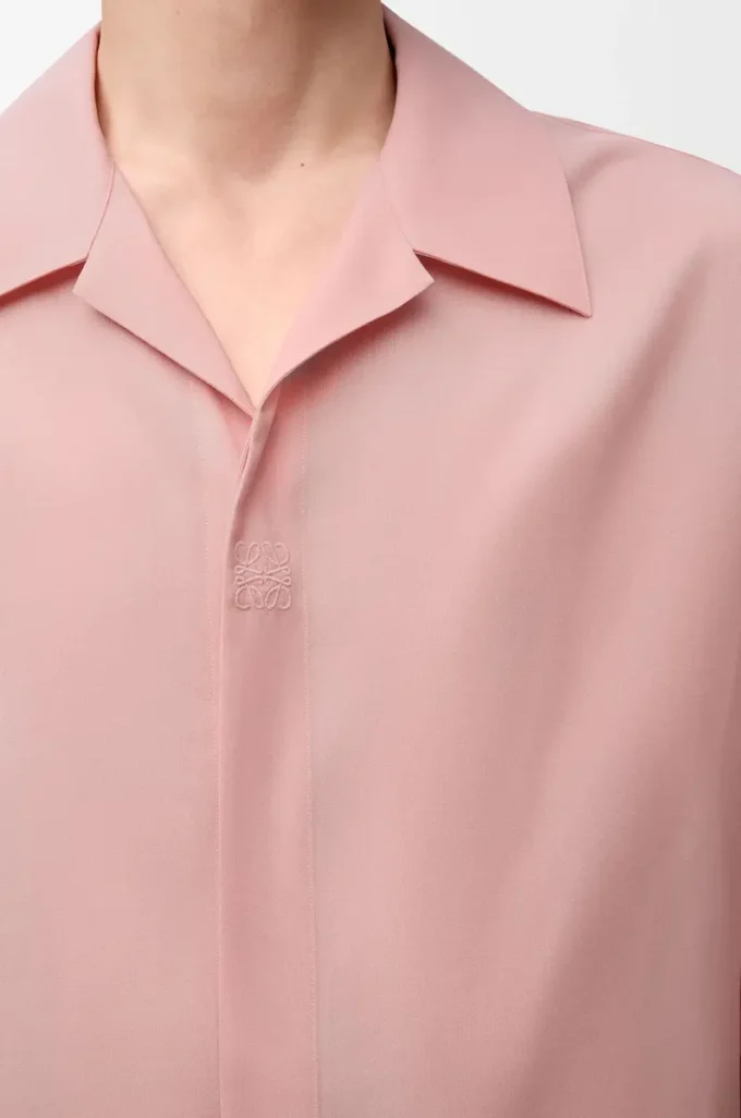 Chemise à manches courtes en laine Corail