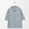 Chemise à manches courtes en laine mélangée bleu clair/blanc Chemise à manches courtes en laine mélangée bleu clair/blanc