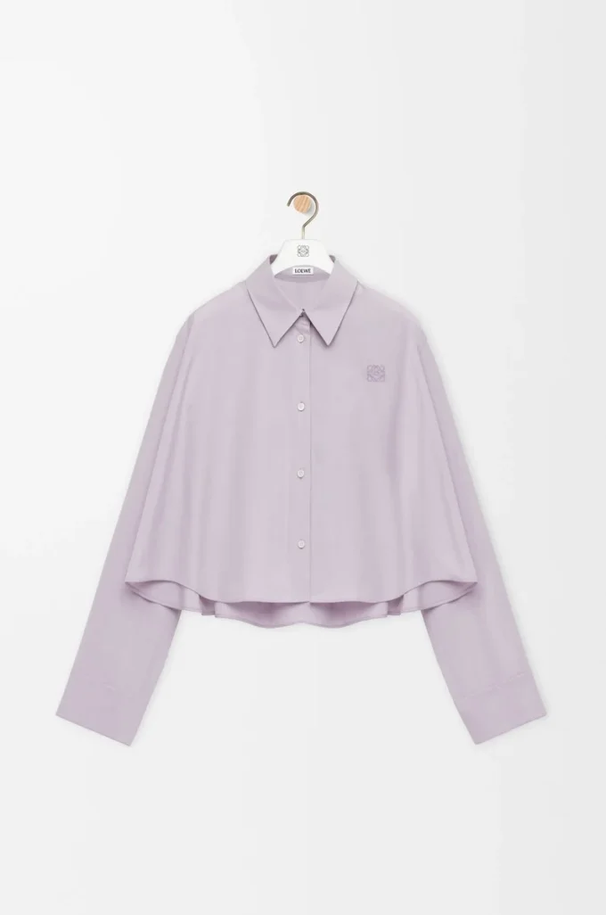 Chemise trapèze en coton lilas