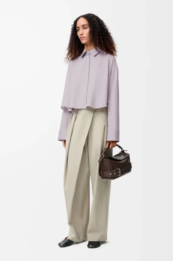 Chemise trapèze en coton lilas