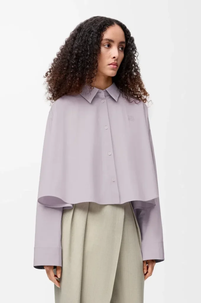 Chemise trapèze en coton lilas