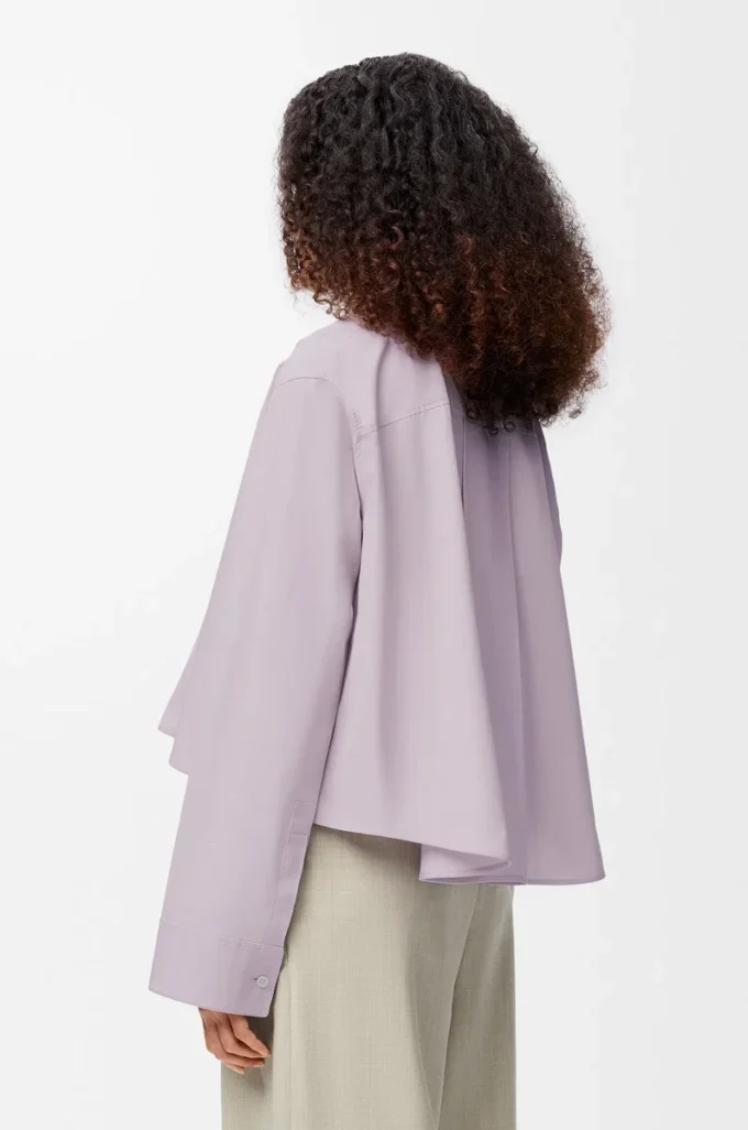 Chemise trapèze en coton lilas