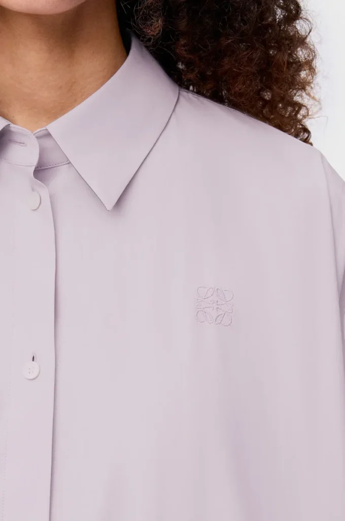 Chemise trapèze en coton lilas
