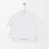 Chemise trapèze à manches courtes en coton blanc