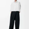 Chemise trapèze à manches courtes en coton blanc