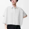 Chemise trapèze à manches courtes en coton blanc