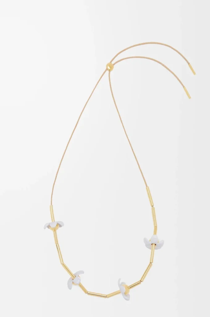 Collier Flor en argent sterling et émail Or/Blanc