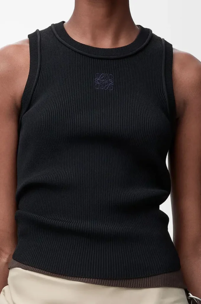 Débardeur Anagram en viscose stretch noir Débardeur Anagram en viscose stretch noir