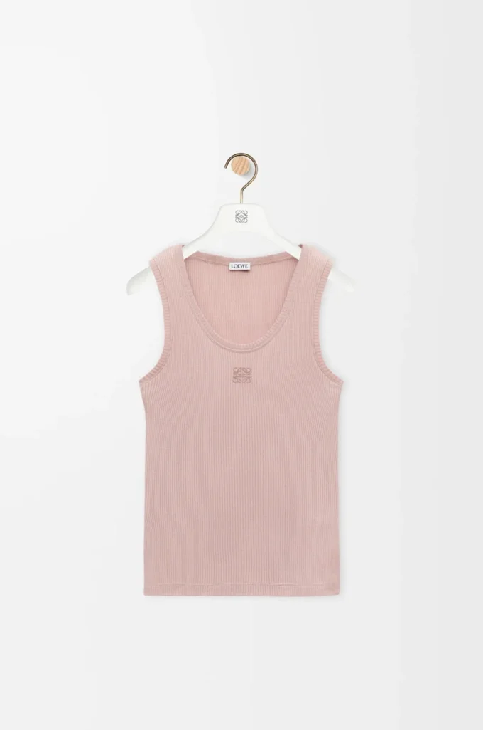 Débardeur anagramme en soie rose pâle Débardeur anagramme en soie rose pâle