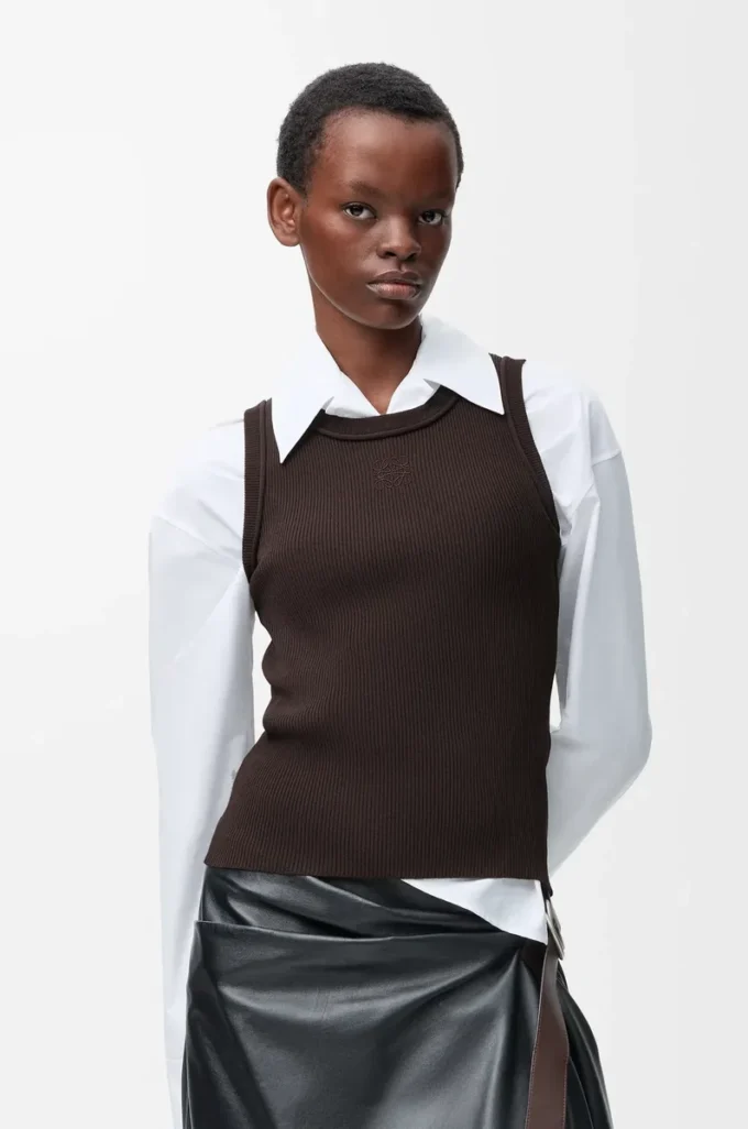 Débardeur Anagramme en viscose stretch marron Débardeur Anagramme en viscose stretch marron