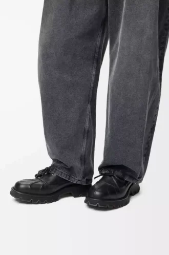 Derby Bobby en cuir de veau et cuir de veau tanné végétal Noir