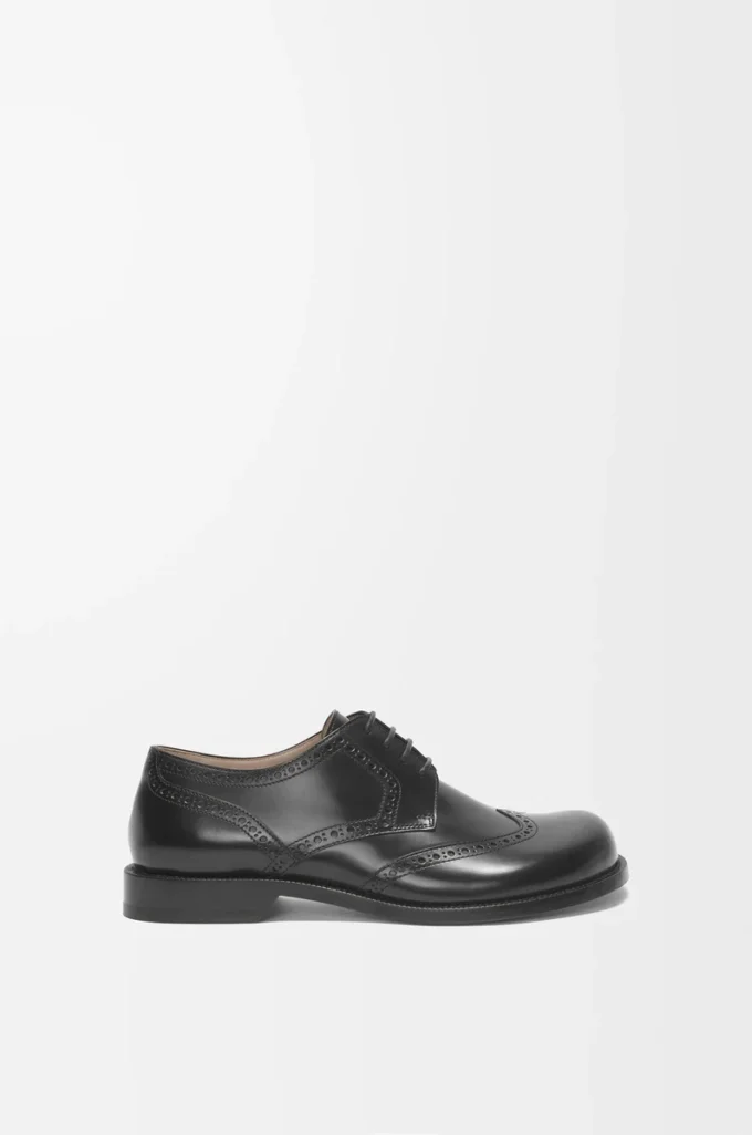 Derby brogue Campo en cuir de veau brossé Noir