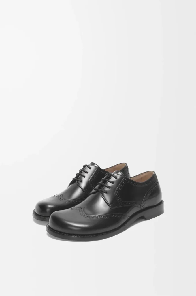 Derby brogue Campo en cuir de veau brossé Noir