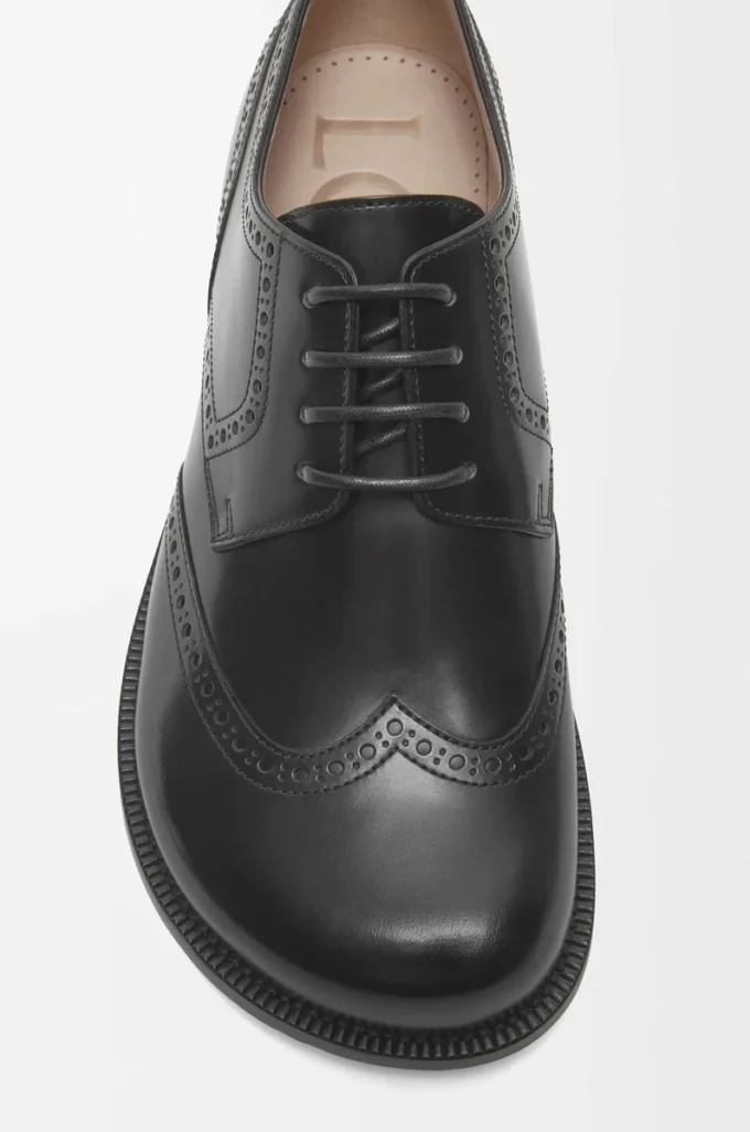 Derby brogue Campo en cuir de veau brossé Noir