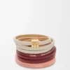 Double bracelet torsadé en cuir de veau Light Ghost/Burgundy