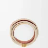 Double bracelet torsadé en cuir de veau Light Ghost/Burgundy
